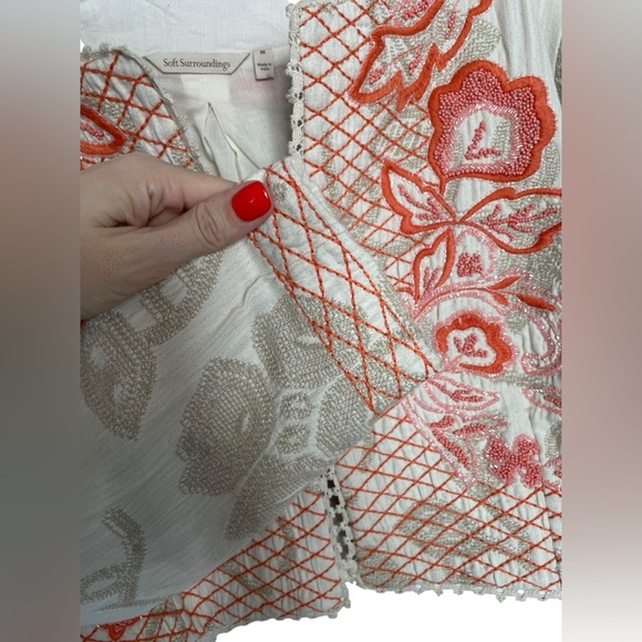 Soft Surroundings Twin Garlands Bolero Jacket Cropped Beaded Embroidered Sz M - Picture 4 of 13